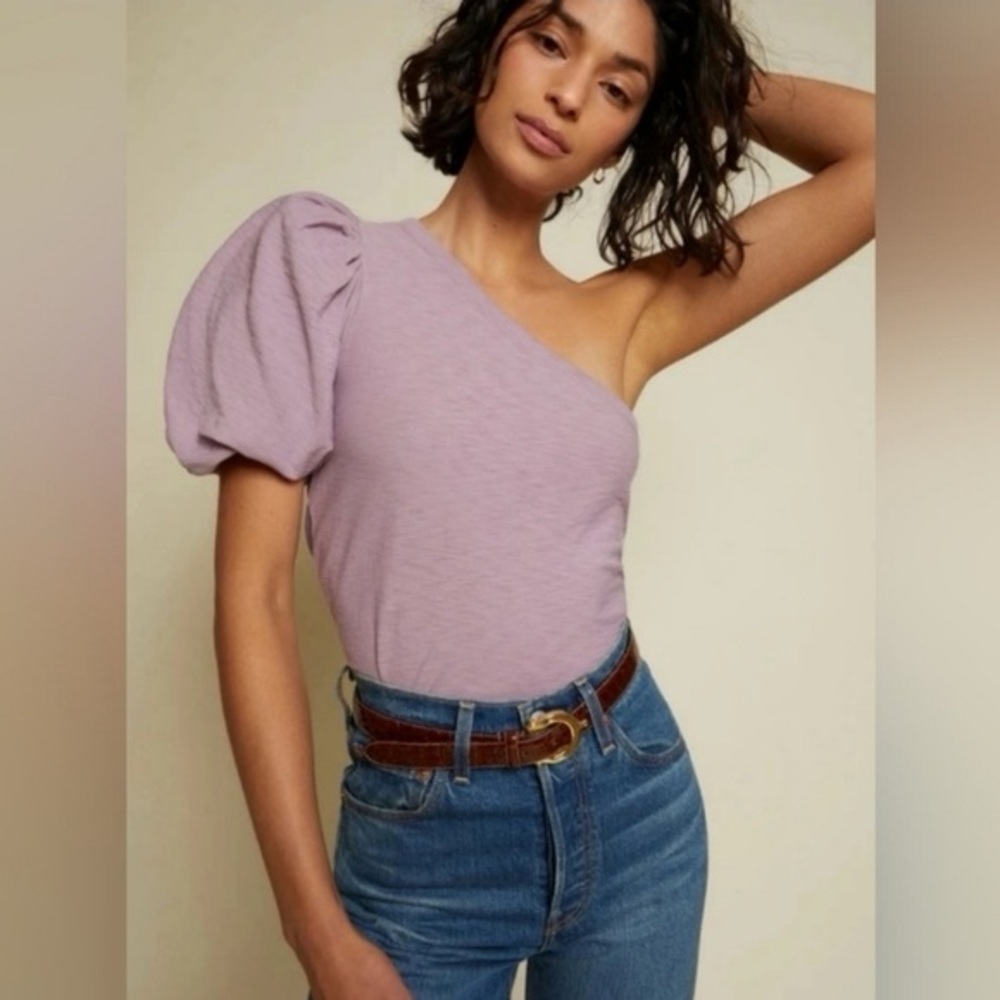 Nation LTD One-Shoulder Puff Sleeve Tank Top in Lavender